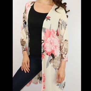 Floral Print Open Cardigan Kimono